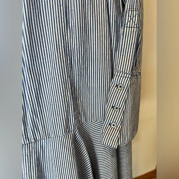 Free People Blue Striped Shirt Dress - Picture 4 of 7
